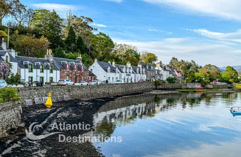Seaside front street in Plockton on our Scottish highlands tour.