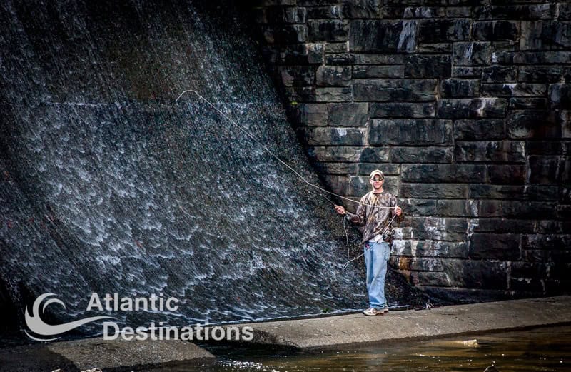 Western North Carolina travel guide - man fishing along the Blue Ridge Parkway